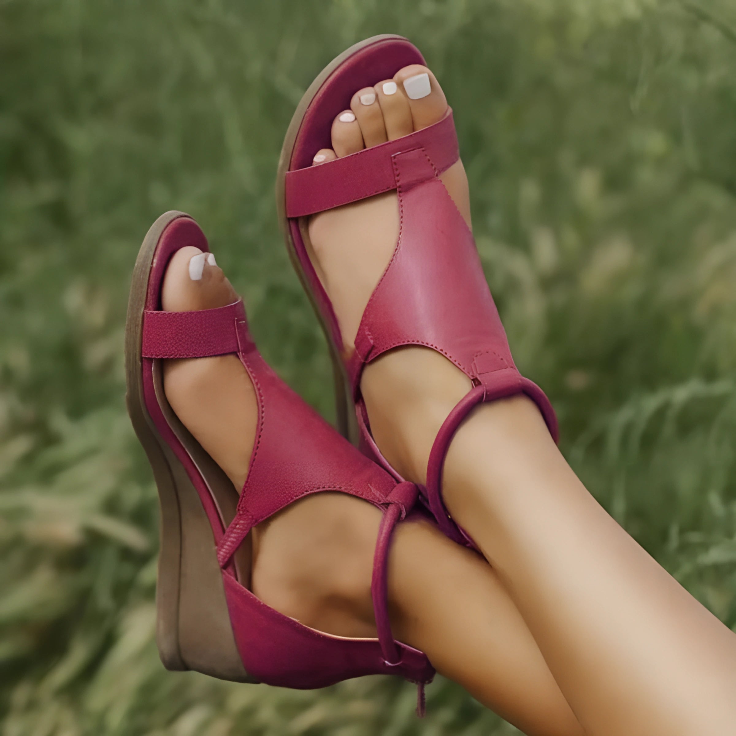 AMY | Elegant Leather Wedge Sandals